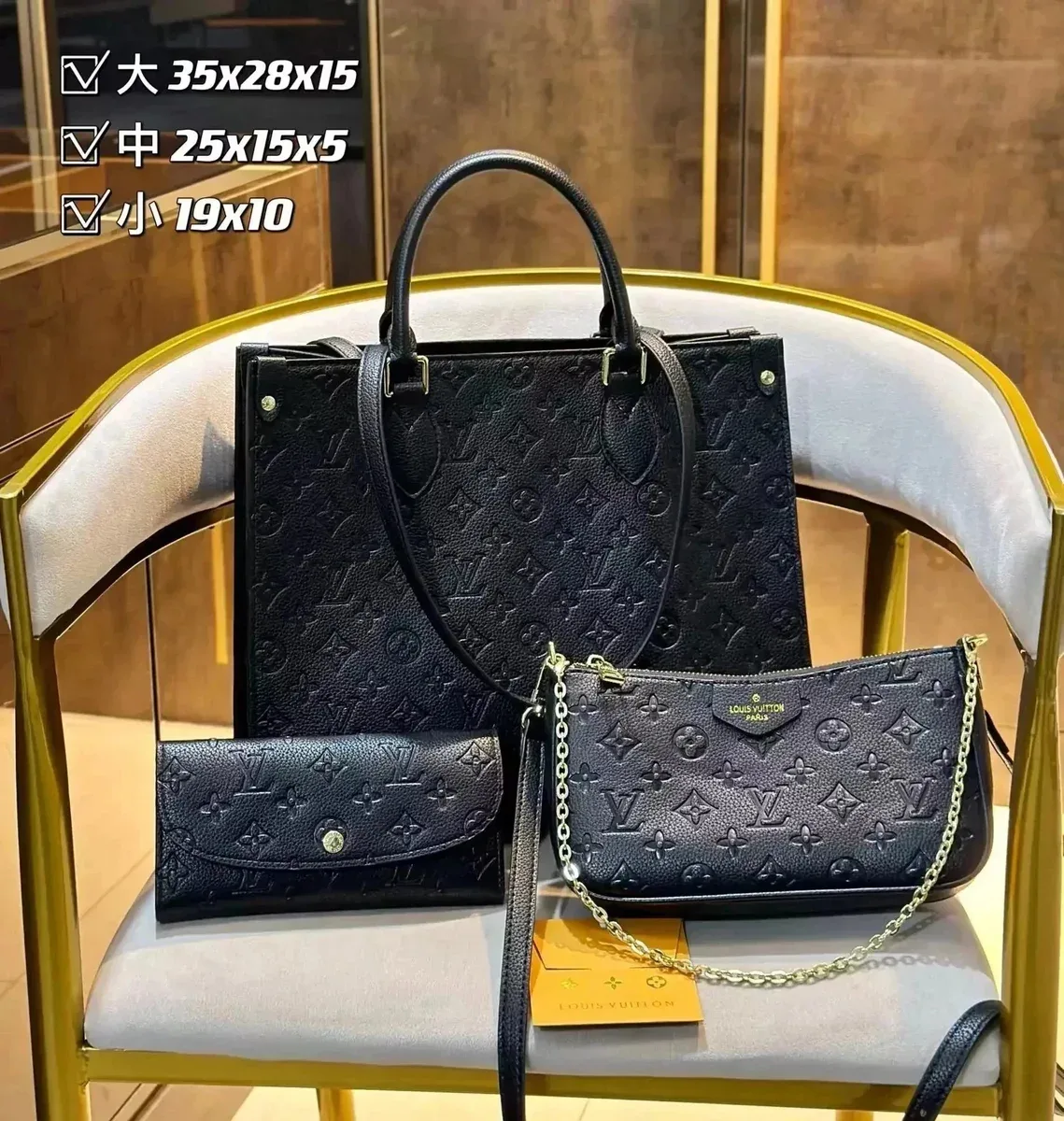 Louis Vuitton Neverfull Monogram Tote Set Black