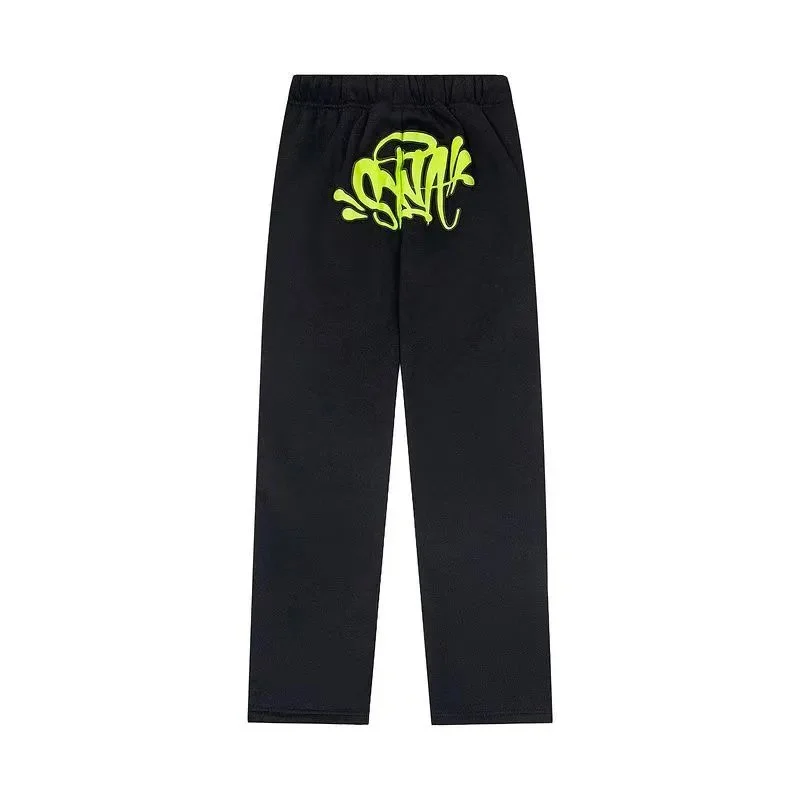 Black with Neon Green Graffiti Print Sweatpants