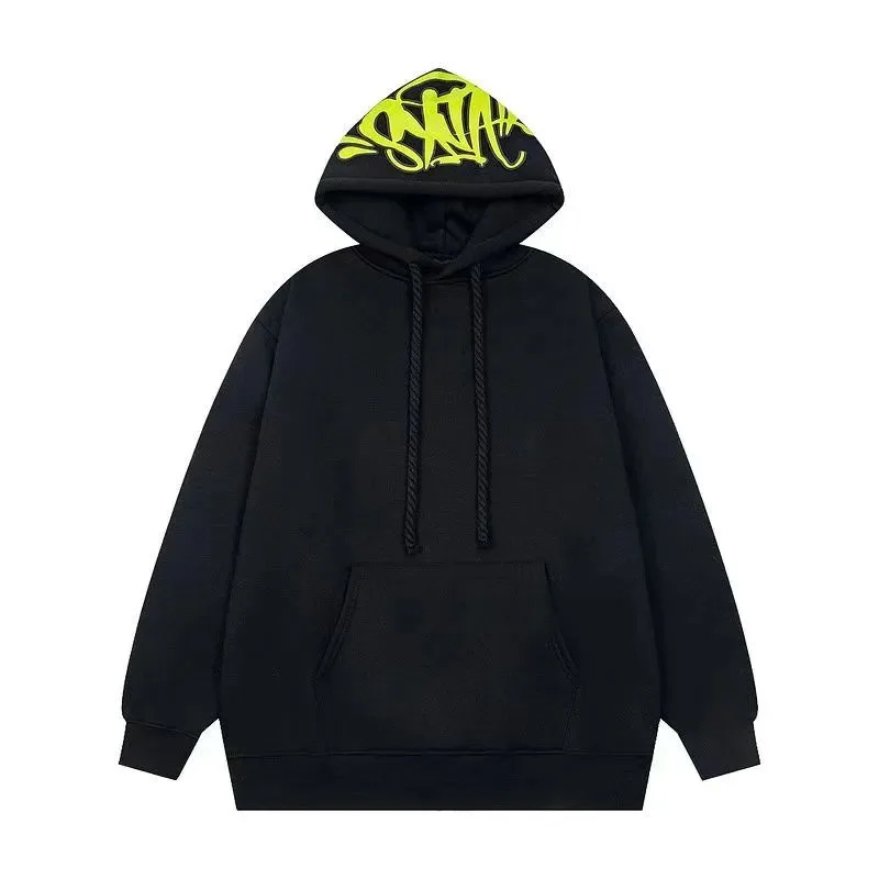 Unisex Black with Neon Yellow Graffiti Hoodie