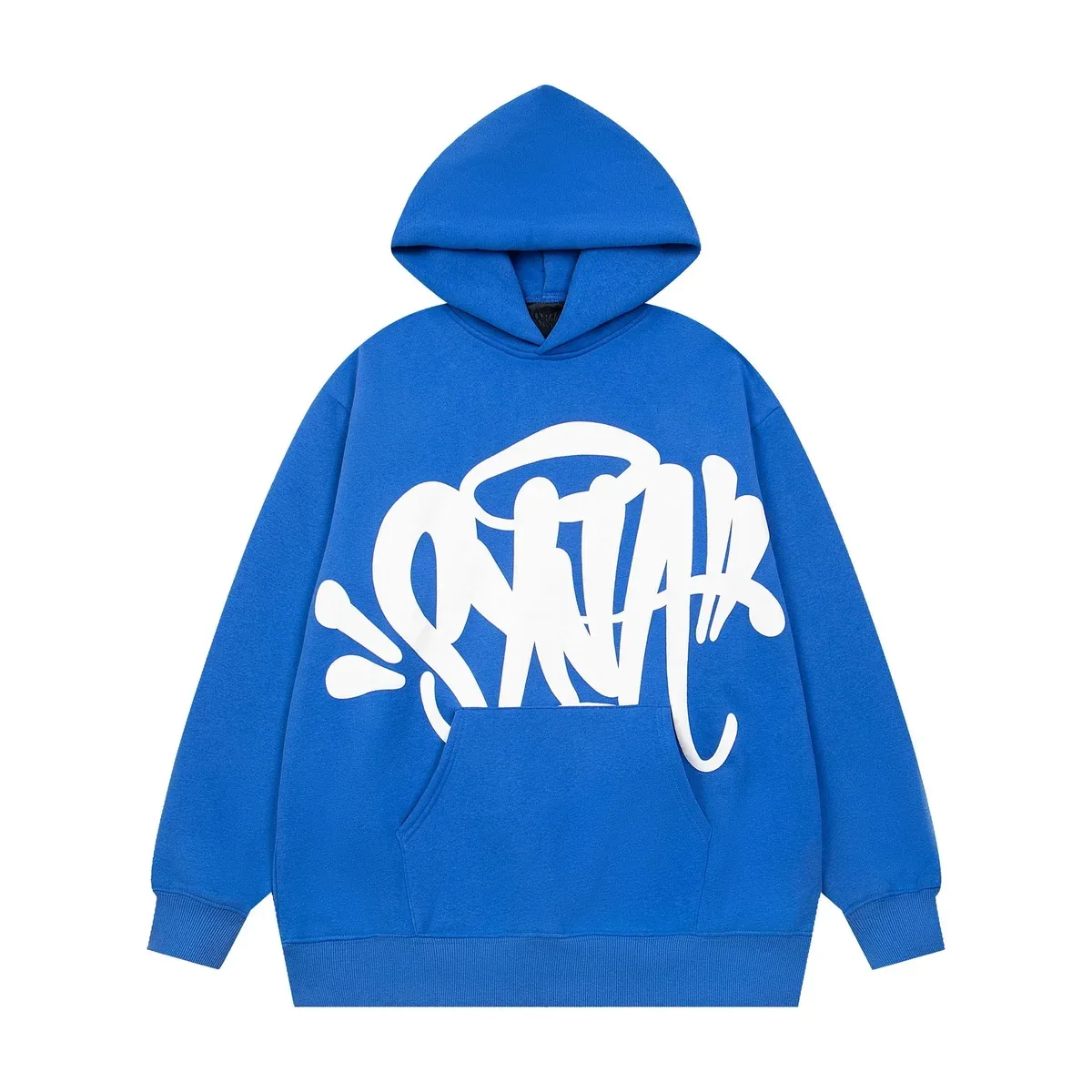 Other Blue Graffiti Print Oversized Hoodie Blue - 1