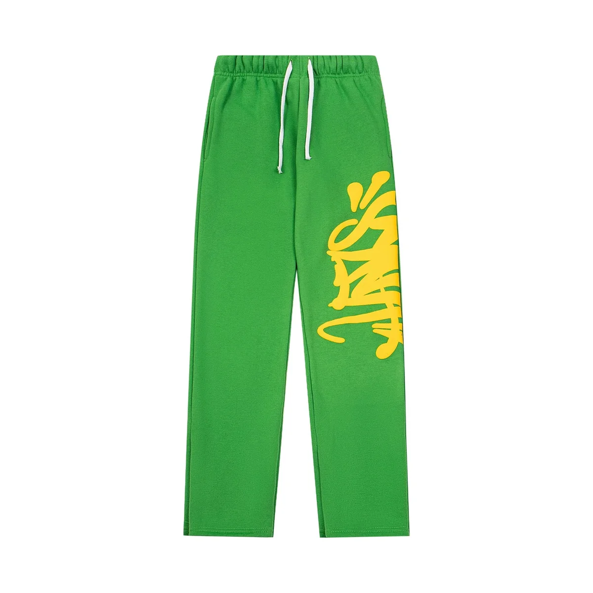 Green Yellow Graffiti Print Sweatpants