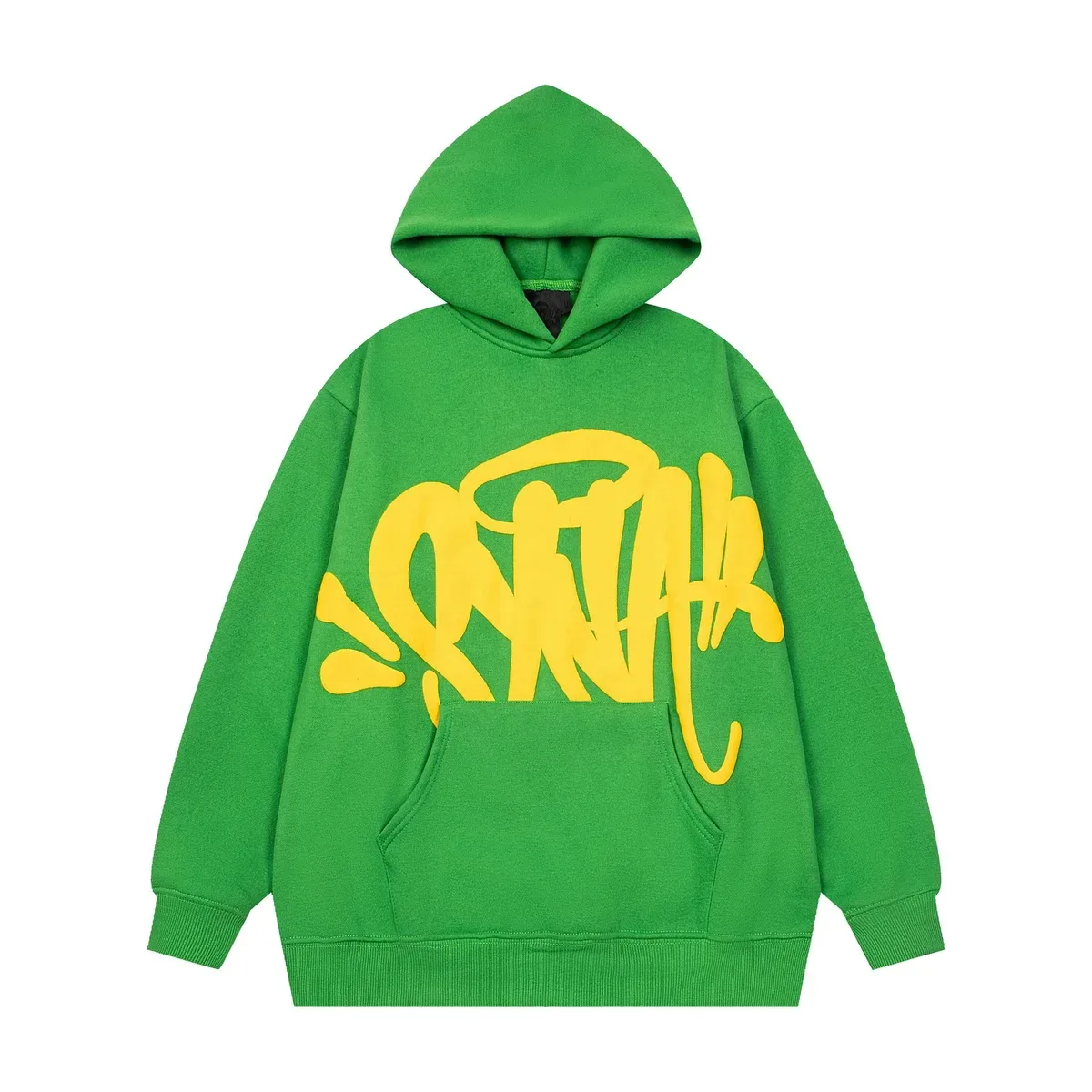 Green Yellow Graffiti Print Oversized Hoodie