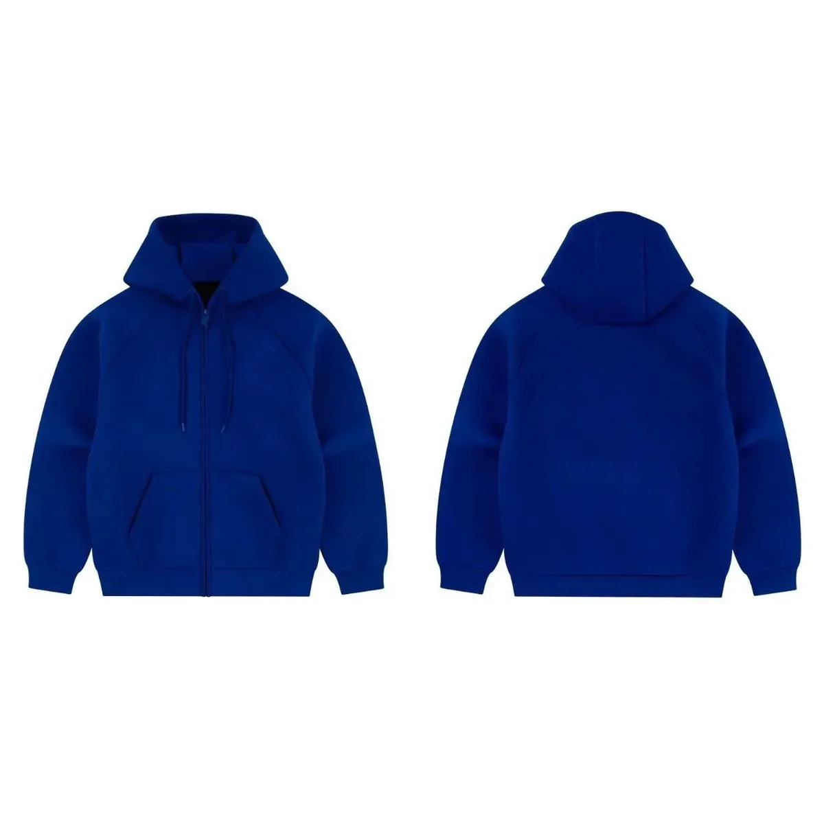 Solid Blue Zip-Up Hoodie