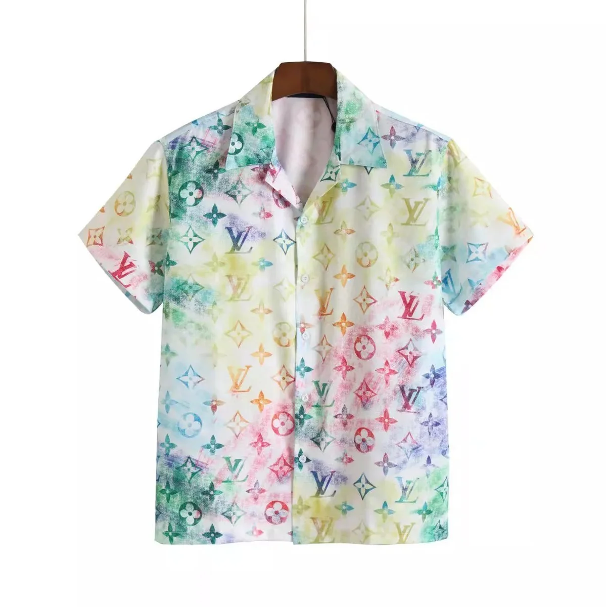 Louis Vuitton Classic Logo Rainbow Print Short Sleeve Shirt