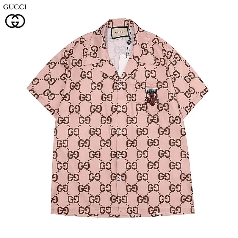 Gucci GG Monogram Pink Short-Sleeve Shirt