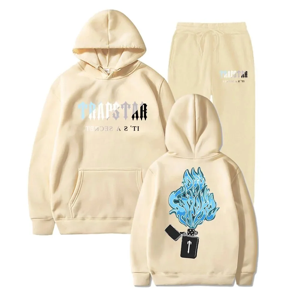 Trapstar Beige Flame Hoodie & Sweatpants Set