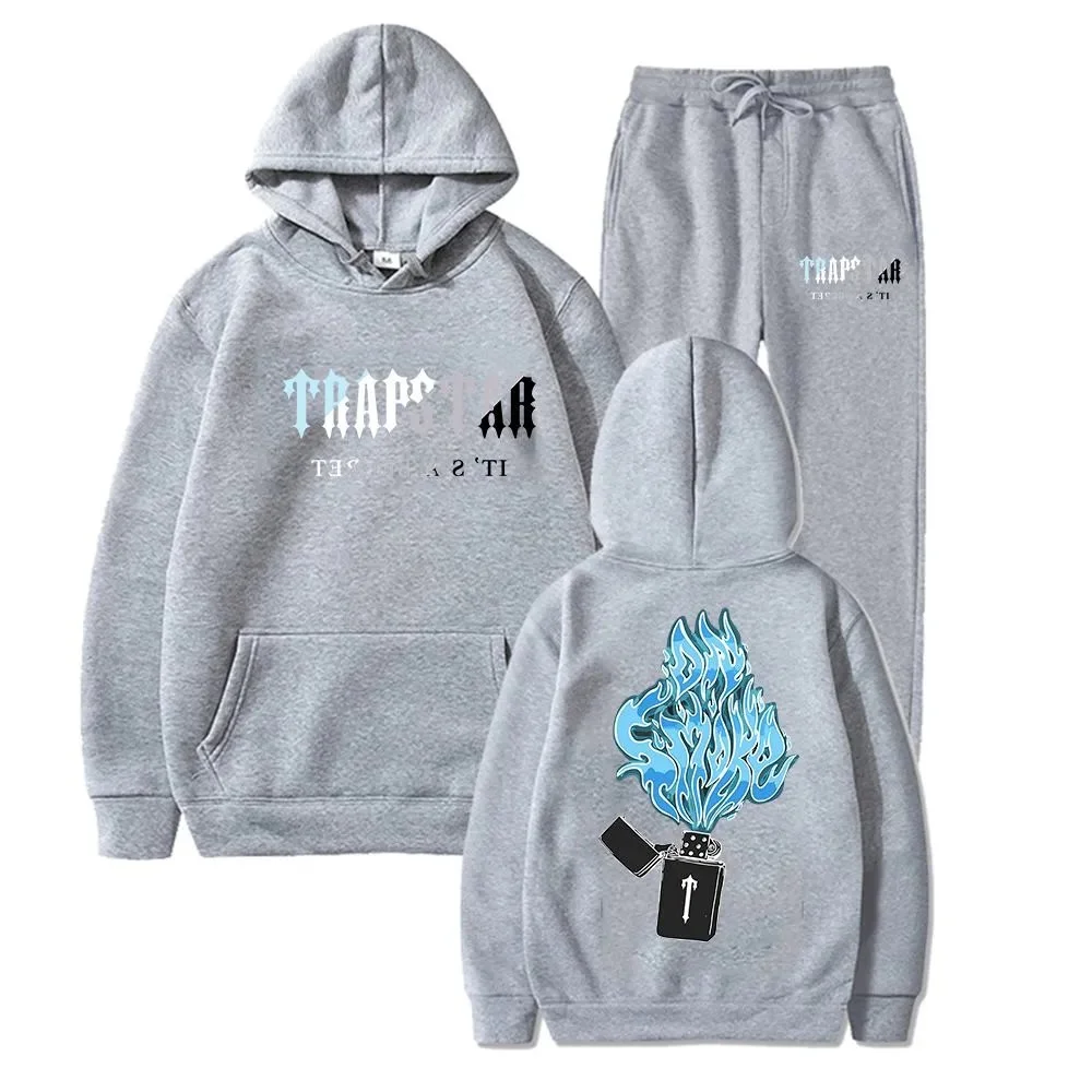 Trapstar Grey Flames Hoodie & Pants Set