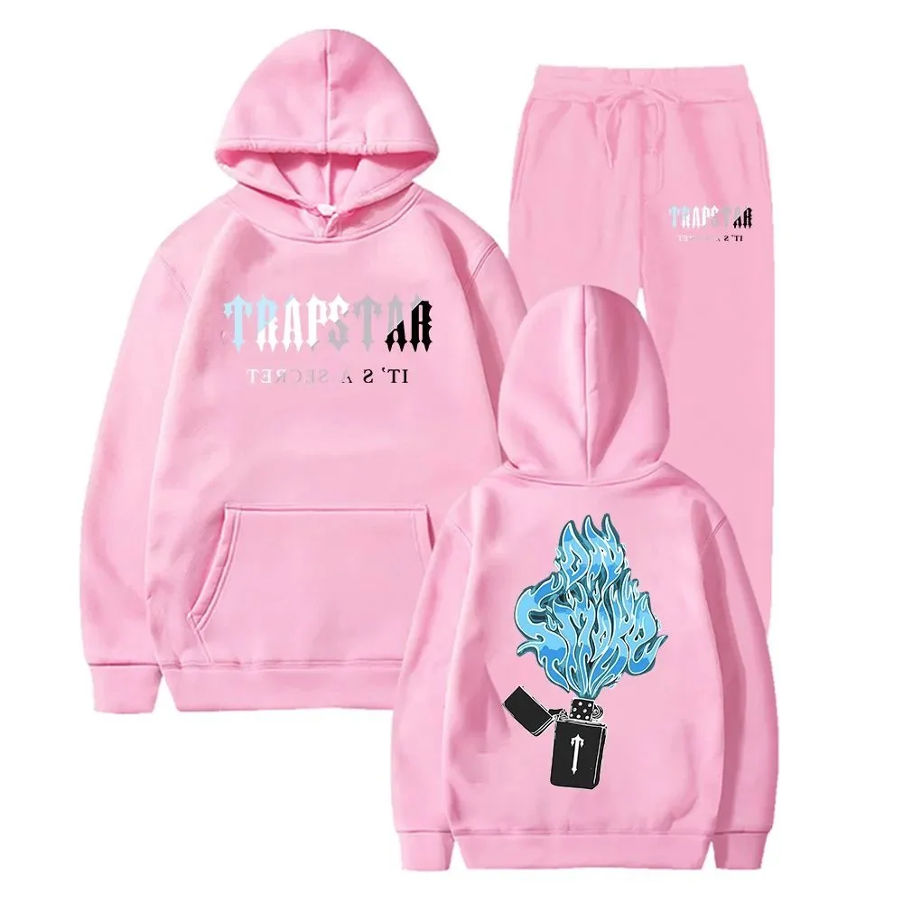 Trapstar Pink Flames Hoodie & Pants Set