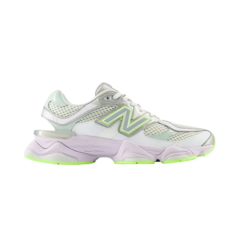 New Balance 9060 White/Lilac/Neon Green Sneakers