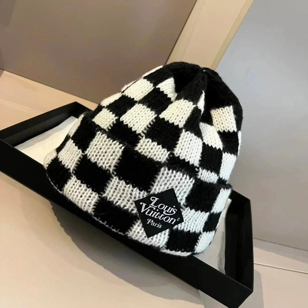Louis Vuitton Checkerboard Beanie Black/White Headwear