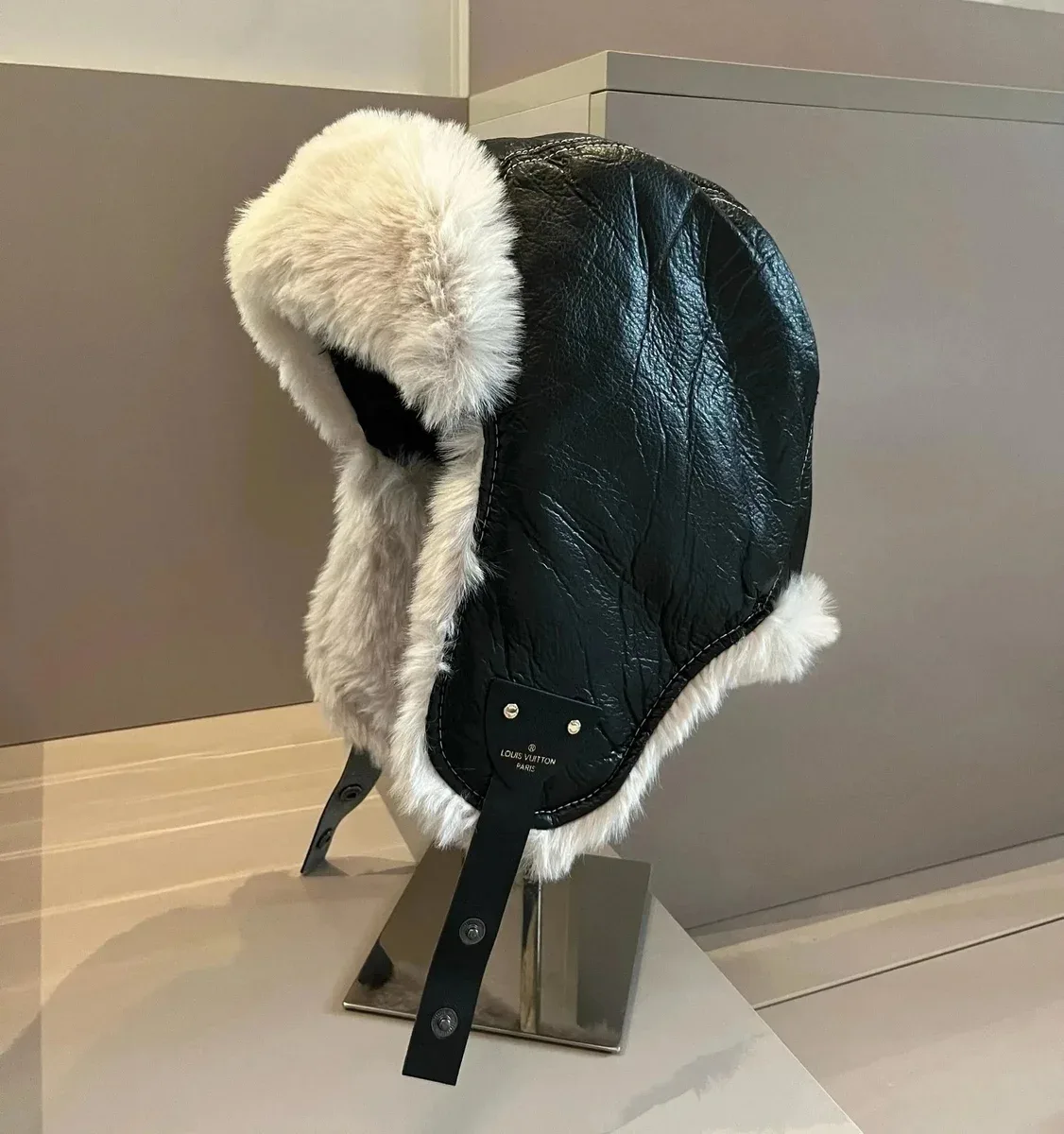 Louis Vuitton Black & White Fur Trapper Hat