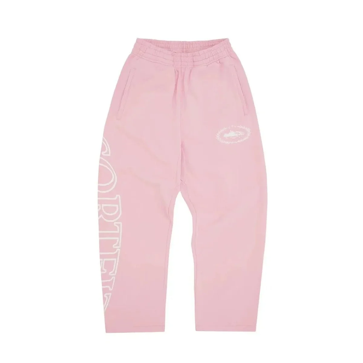 Pink Cotton Sweatpants with Side Logo DD-31