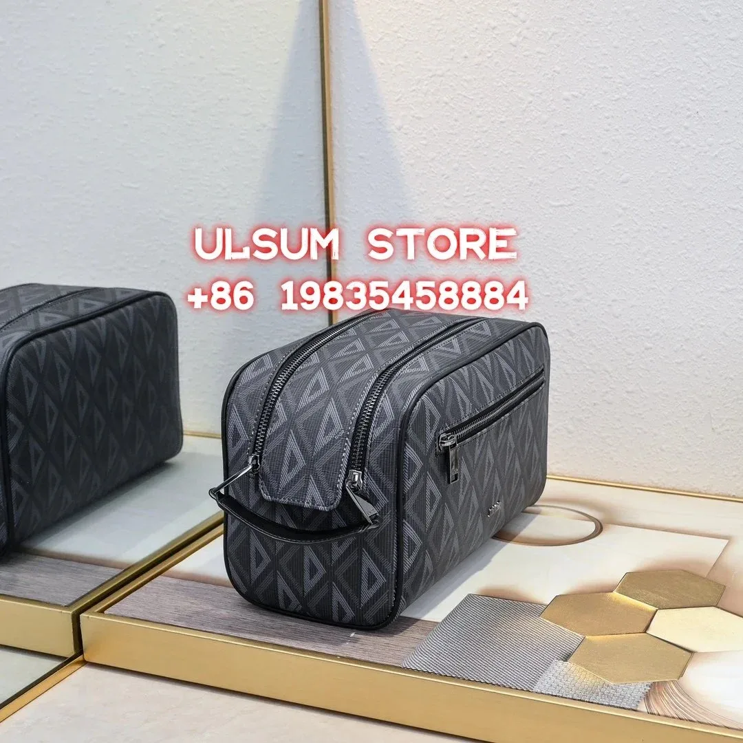 Dior Lady Dior Black Geometric Pattern Toiletry Bag