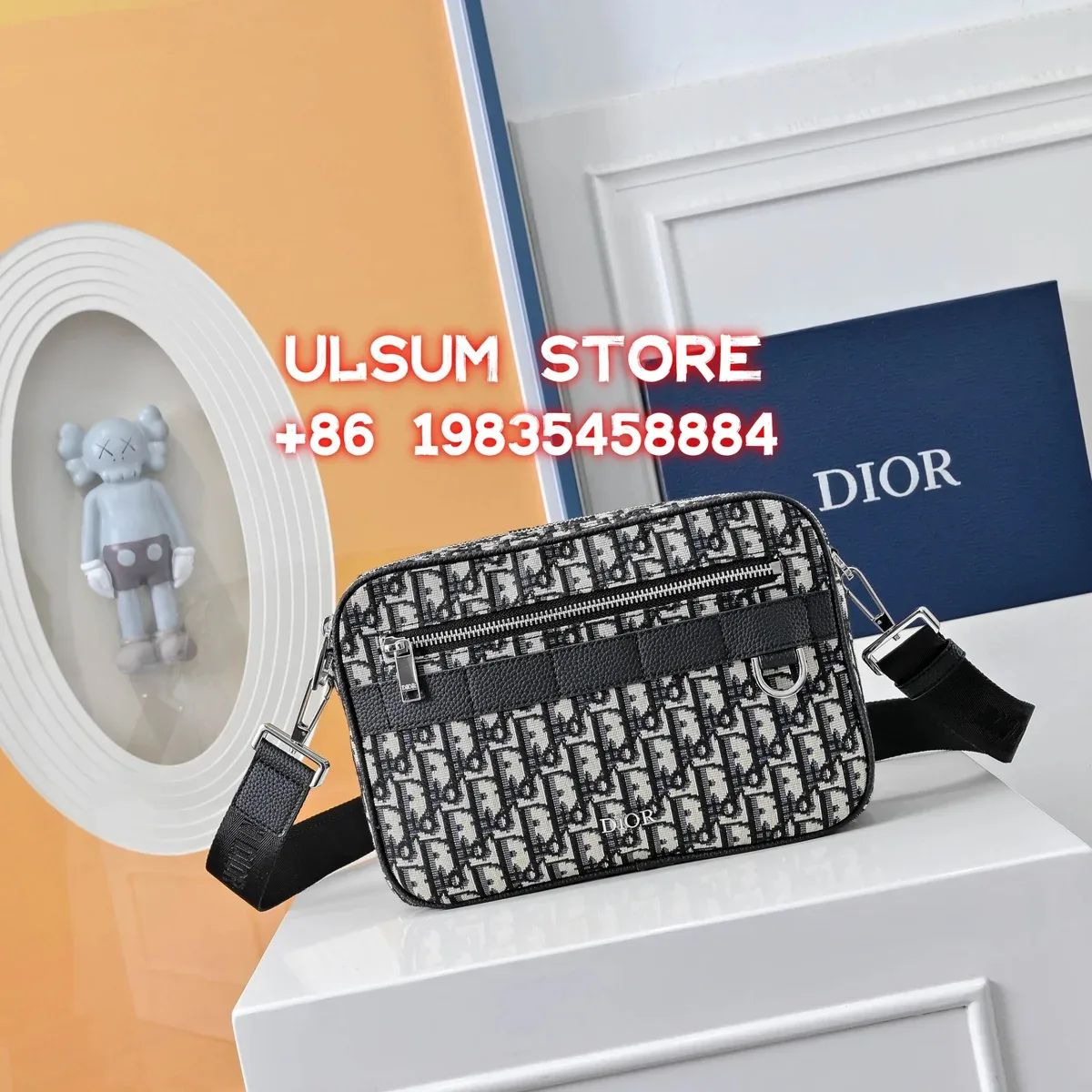 Dior Lady Dior Monogram Crossbody Bag Black/White