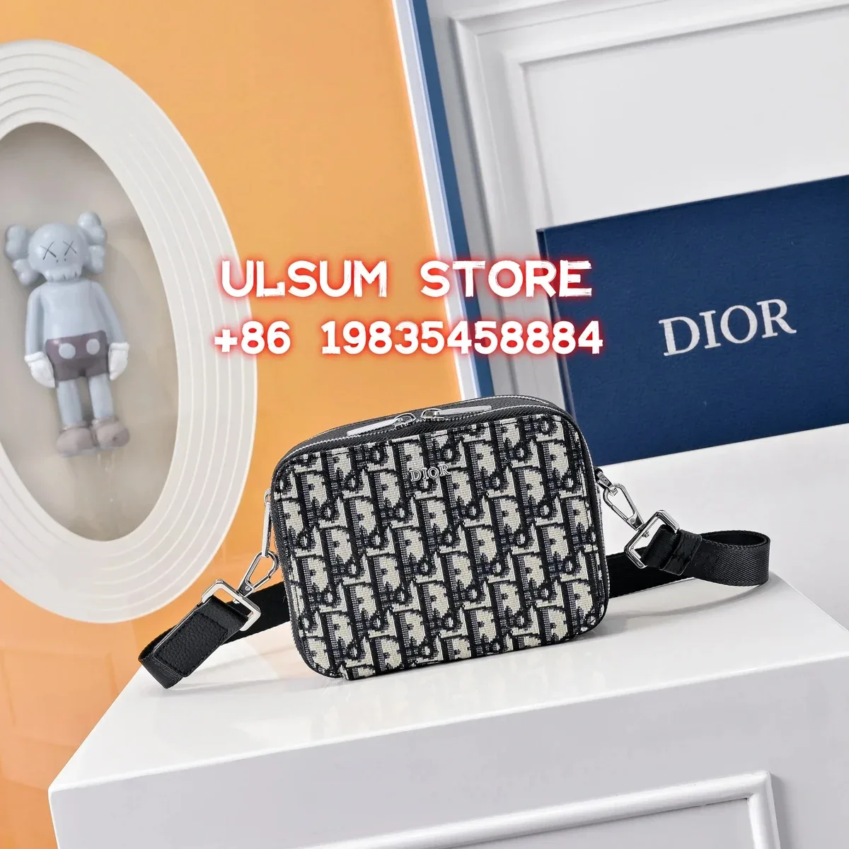 Dior Lady Dior Monogram Crossbody Bag Black/White