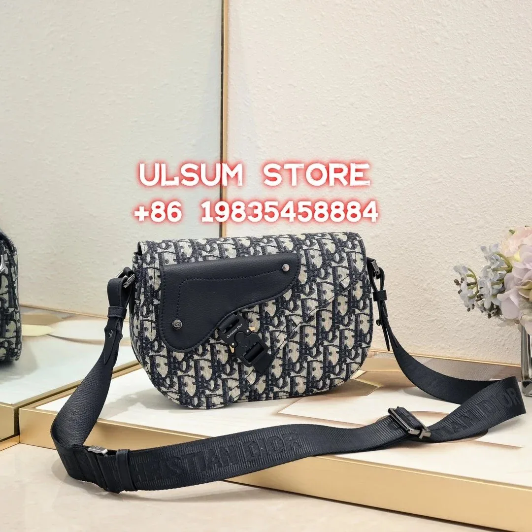 Dior Saddle Monogram Small Shoulder Bag Black/White