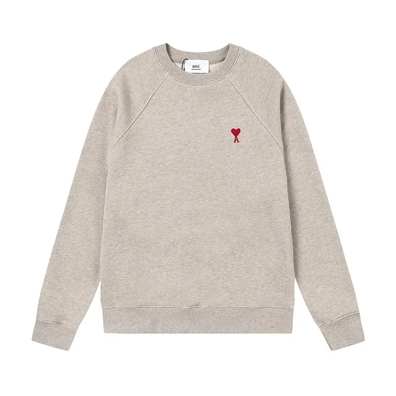 Ami Beige AM Heart Crewneck Sweatshirt
