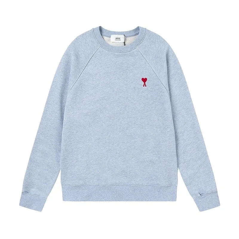 Ami Light Blue Heart Logo Sweatshirt