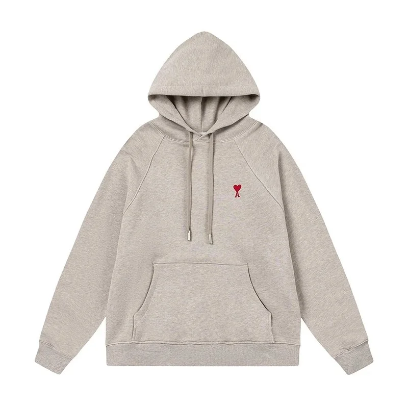 Ami Paris Hoodie Beige AMI Heart Pullover