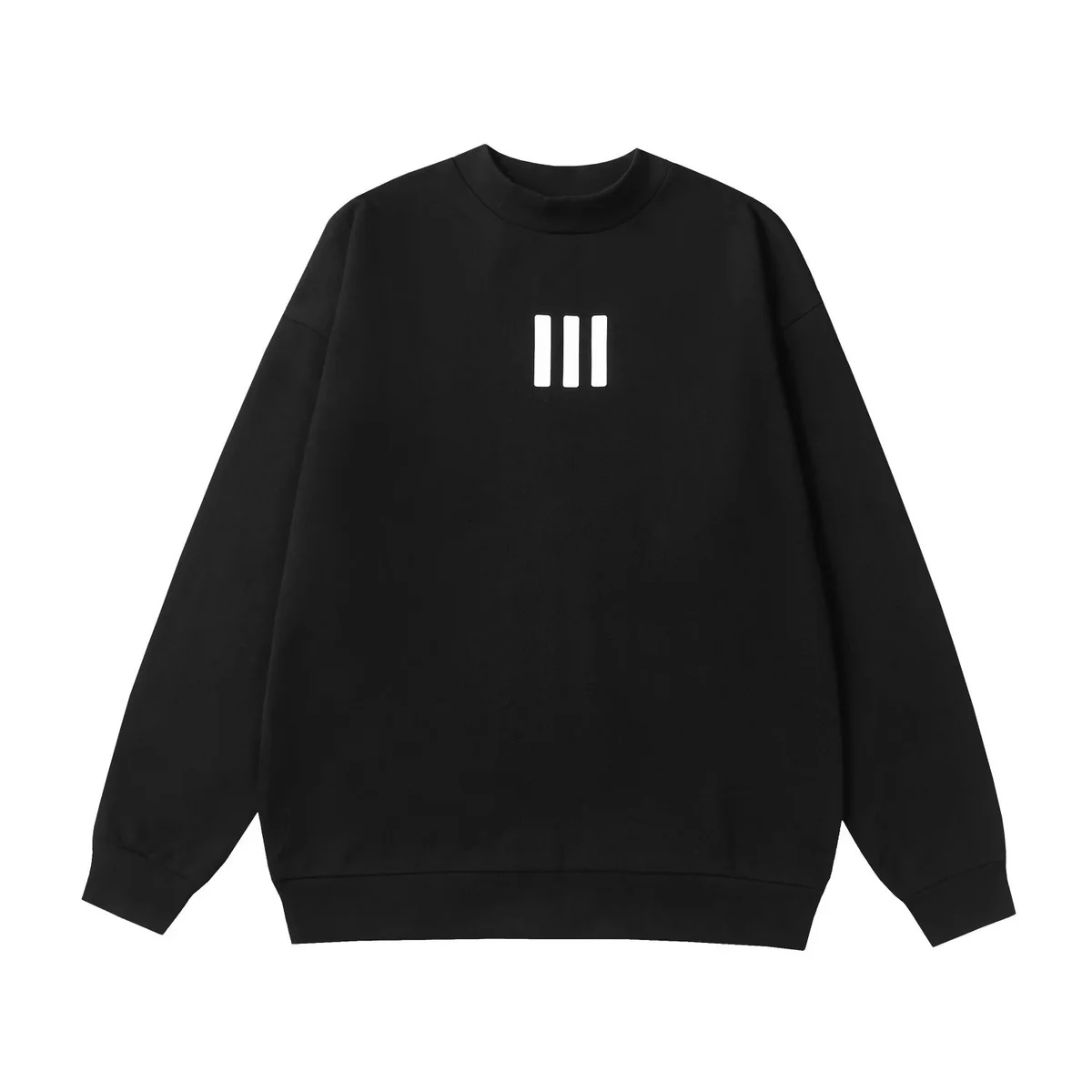 Black Solid Hoodie with White Striped Logo