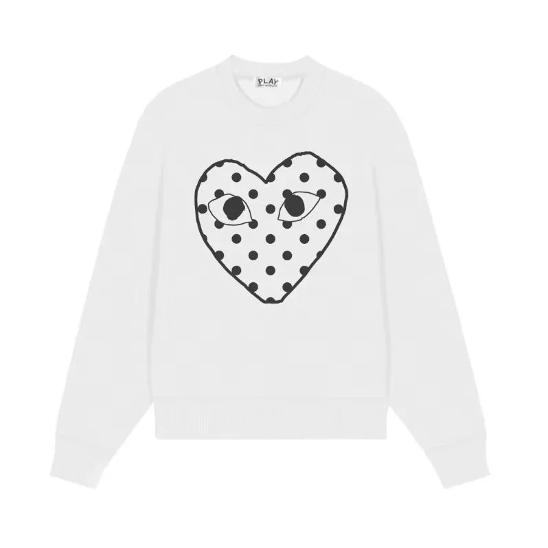 Comme des Garçons Play Heart Polka Dot White Sweatshirt