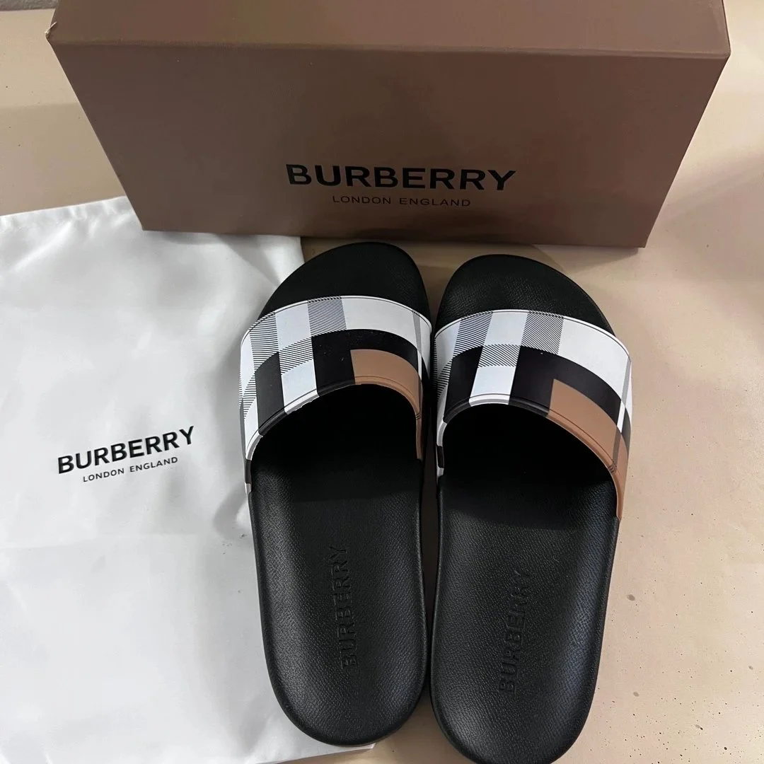 Burberry Classic Check Slide Sandals Black/White