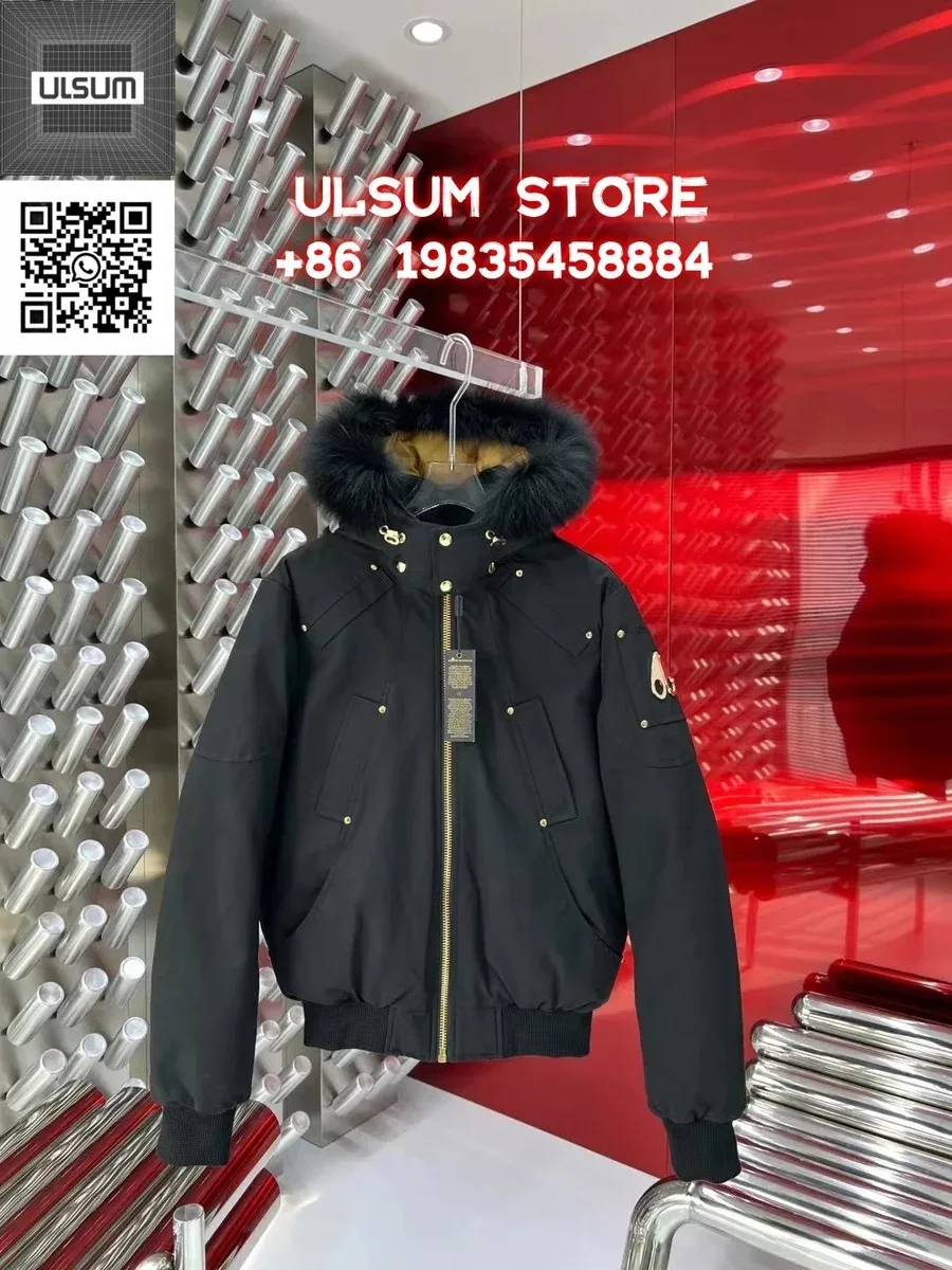 Black Fur-Lined Bomber Jacket Parka