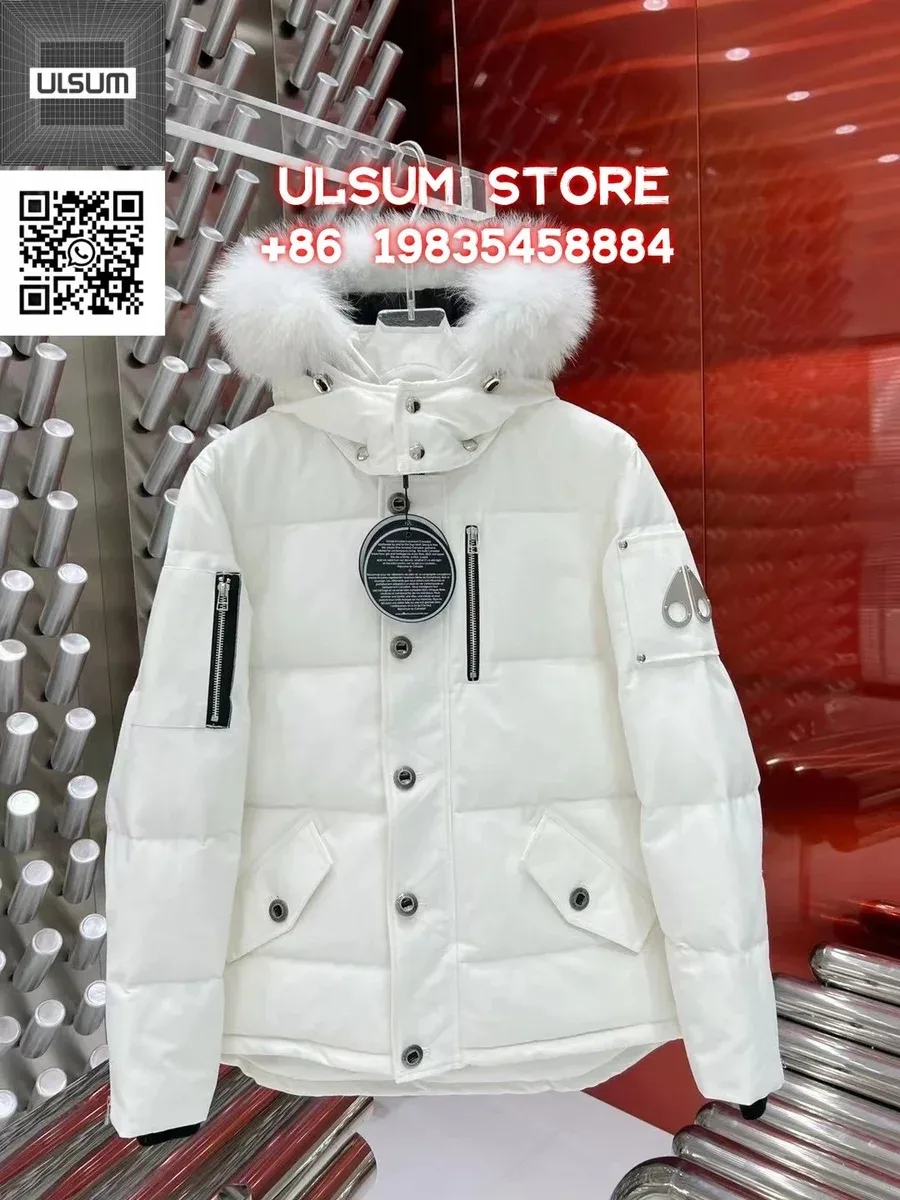 White Fur-Collar Parka Coat