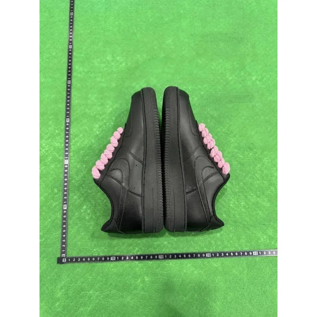 Nike Air Force 1 Black with Pink Braided Laces Sneakers