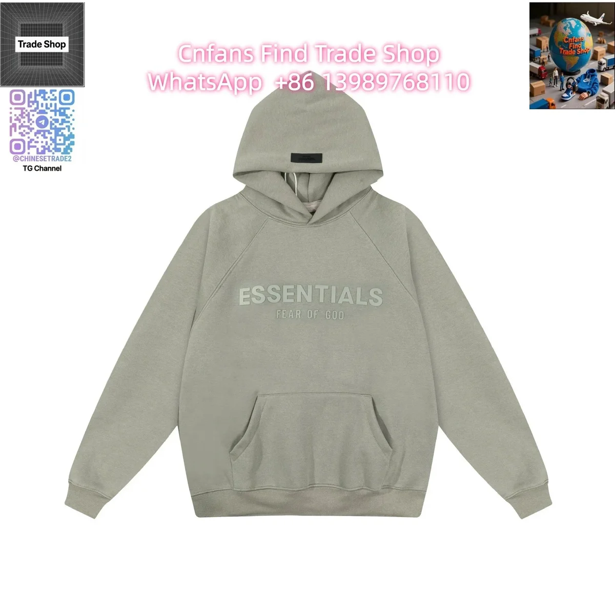 Fear of God Essentials Hoodie Grey Cotton Sweatshirt