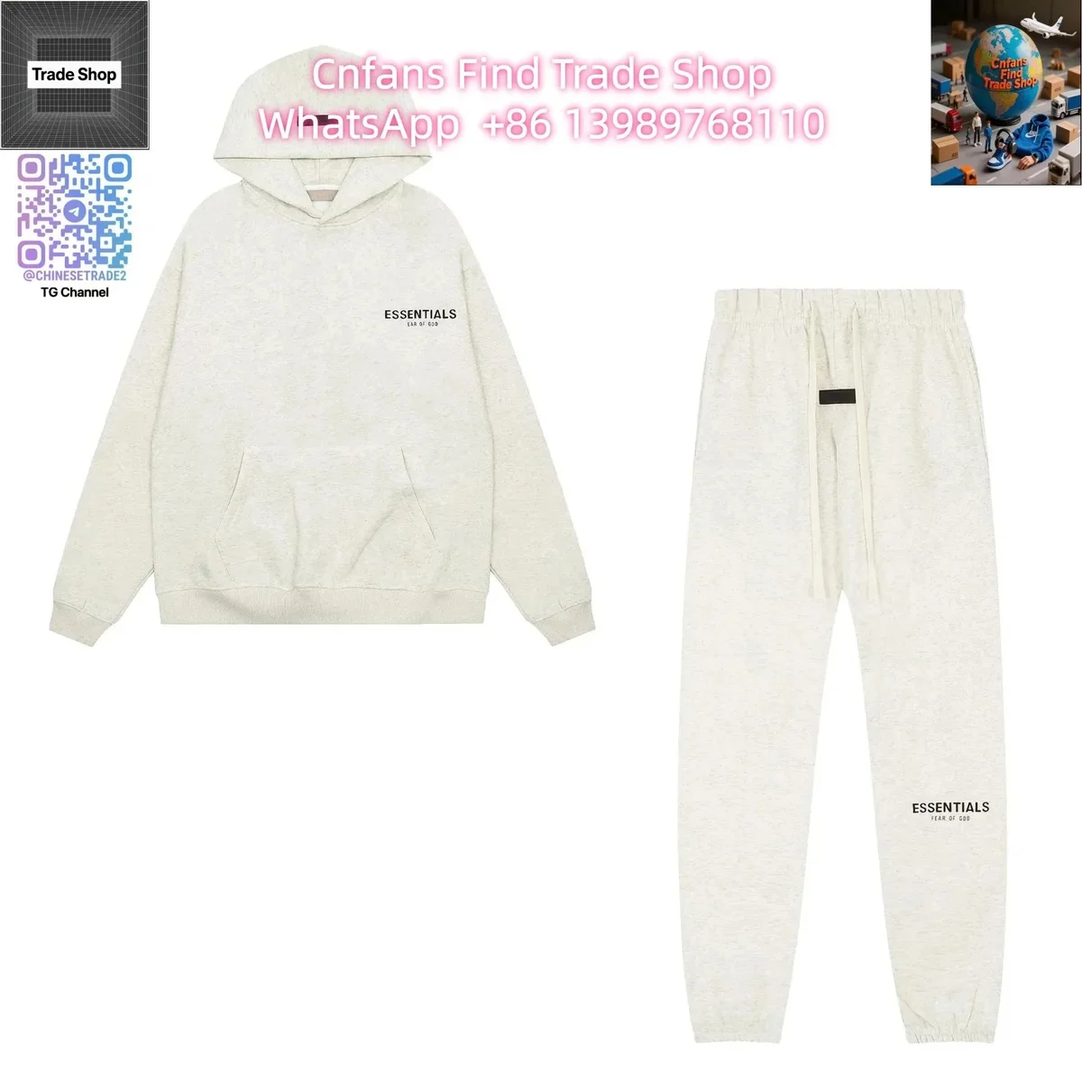 Fear of God Essentials Hoodie & Pants Set Off White Tracksuit