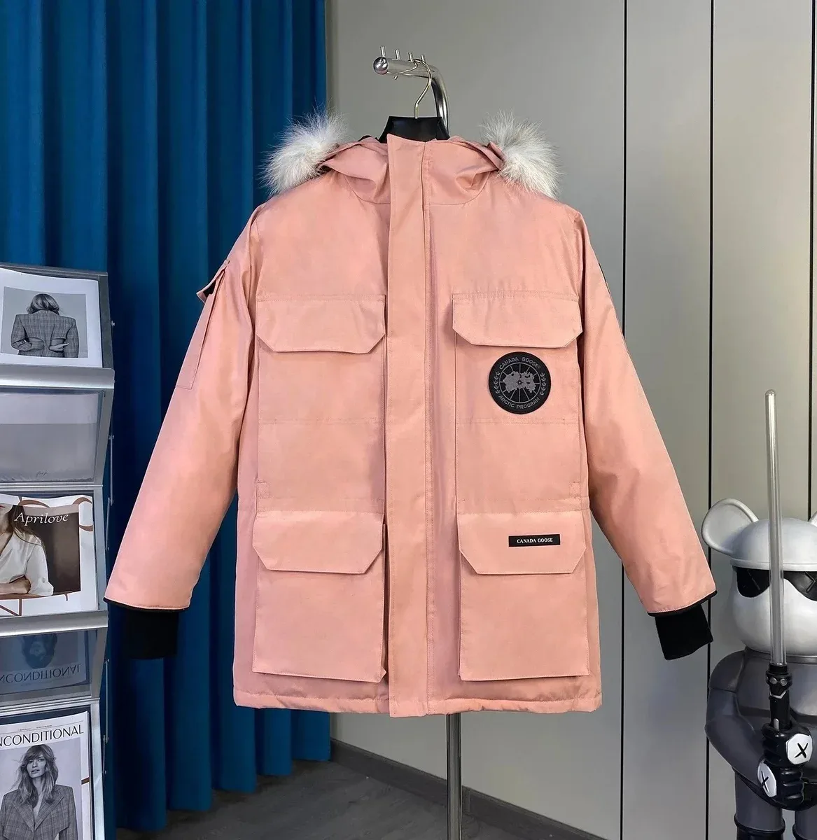 Canada Goose Expedition Pink Parka with Fur Trim