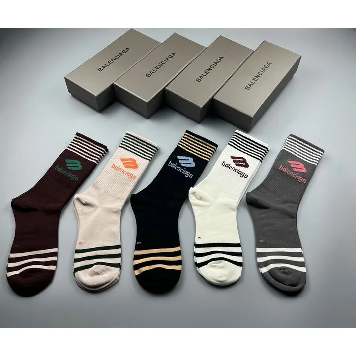 Balenciaga Socks with Logo Stripe Design