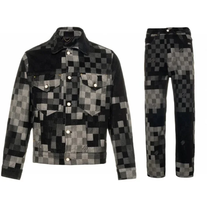 Louis Vuitton Tabi Black & Grey Checkered Co-ord Set