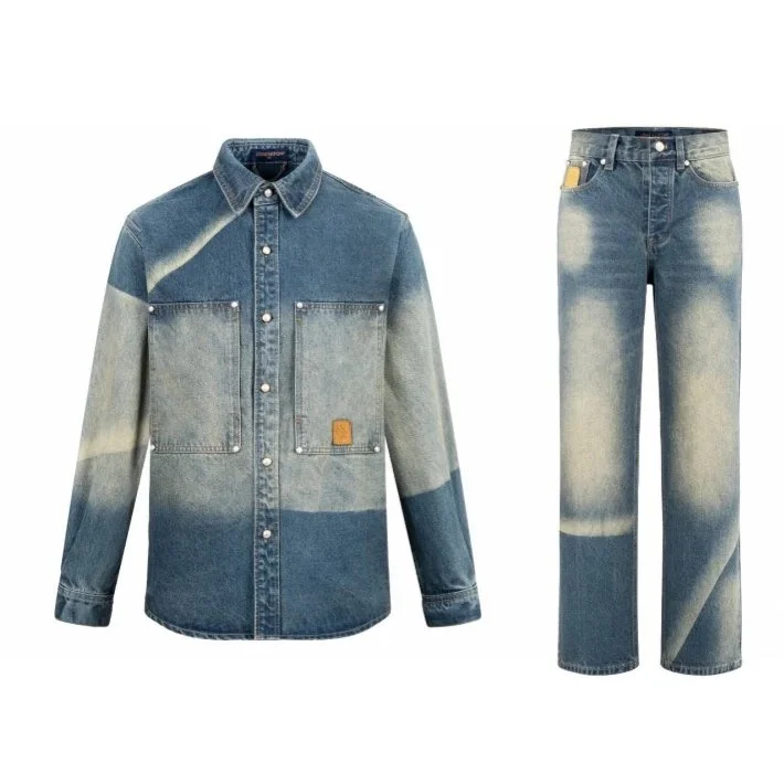 Unisex Denim Set with Washed Effect Shirt & Jeans