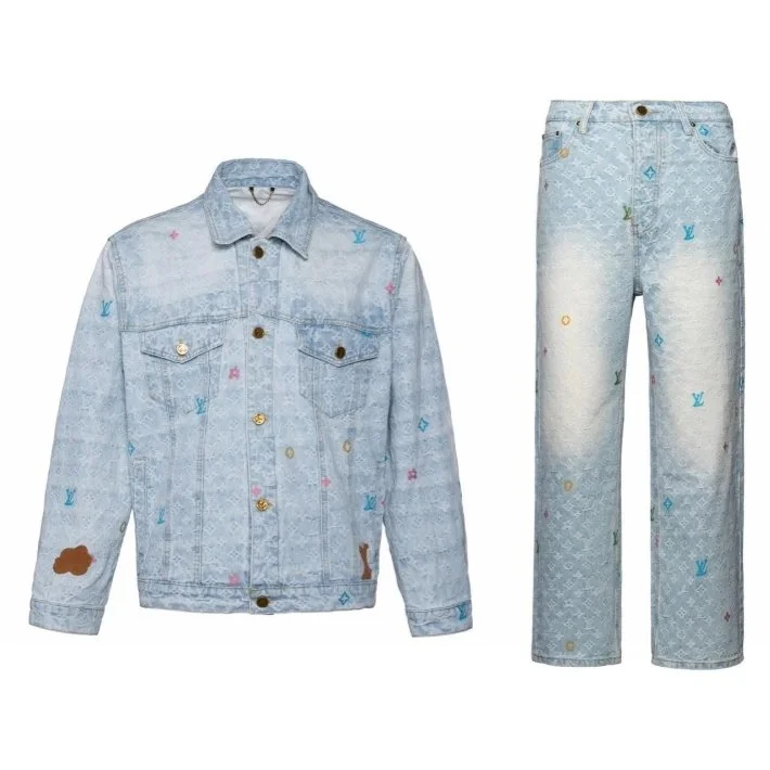 Louis Vuitton Neverfull Monogram Denim Jacket & Jeans Set