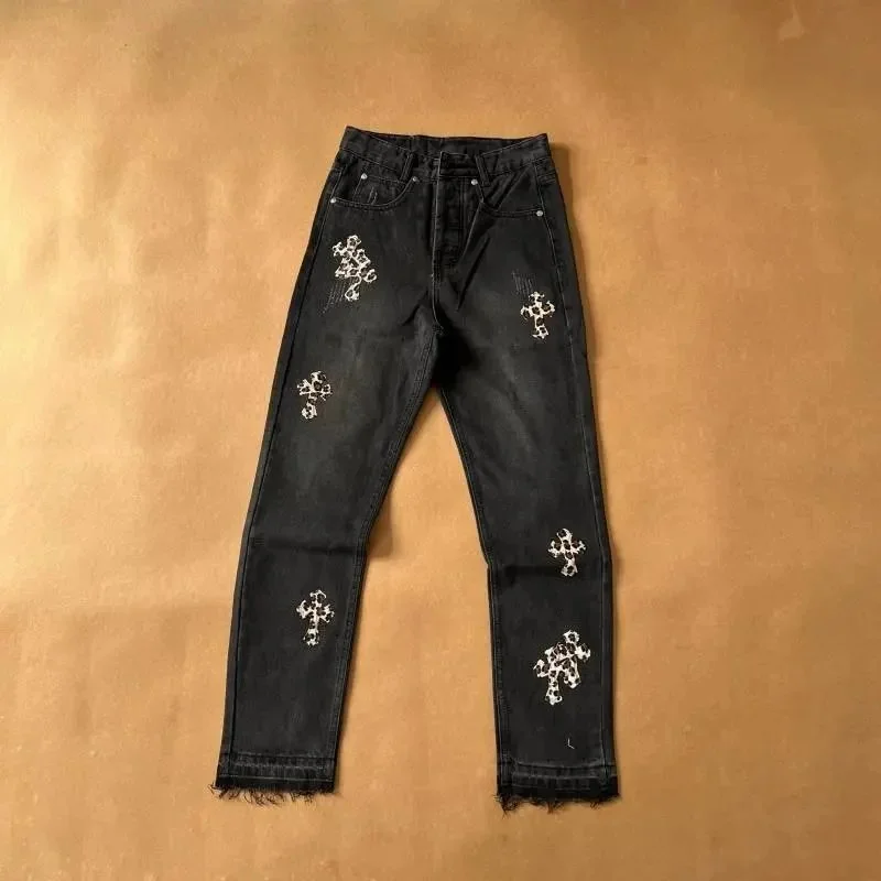 Black Leopard Print Jeans