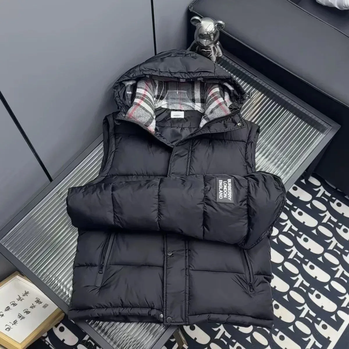 Burberry Black Hooded Puffer Vest
