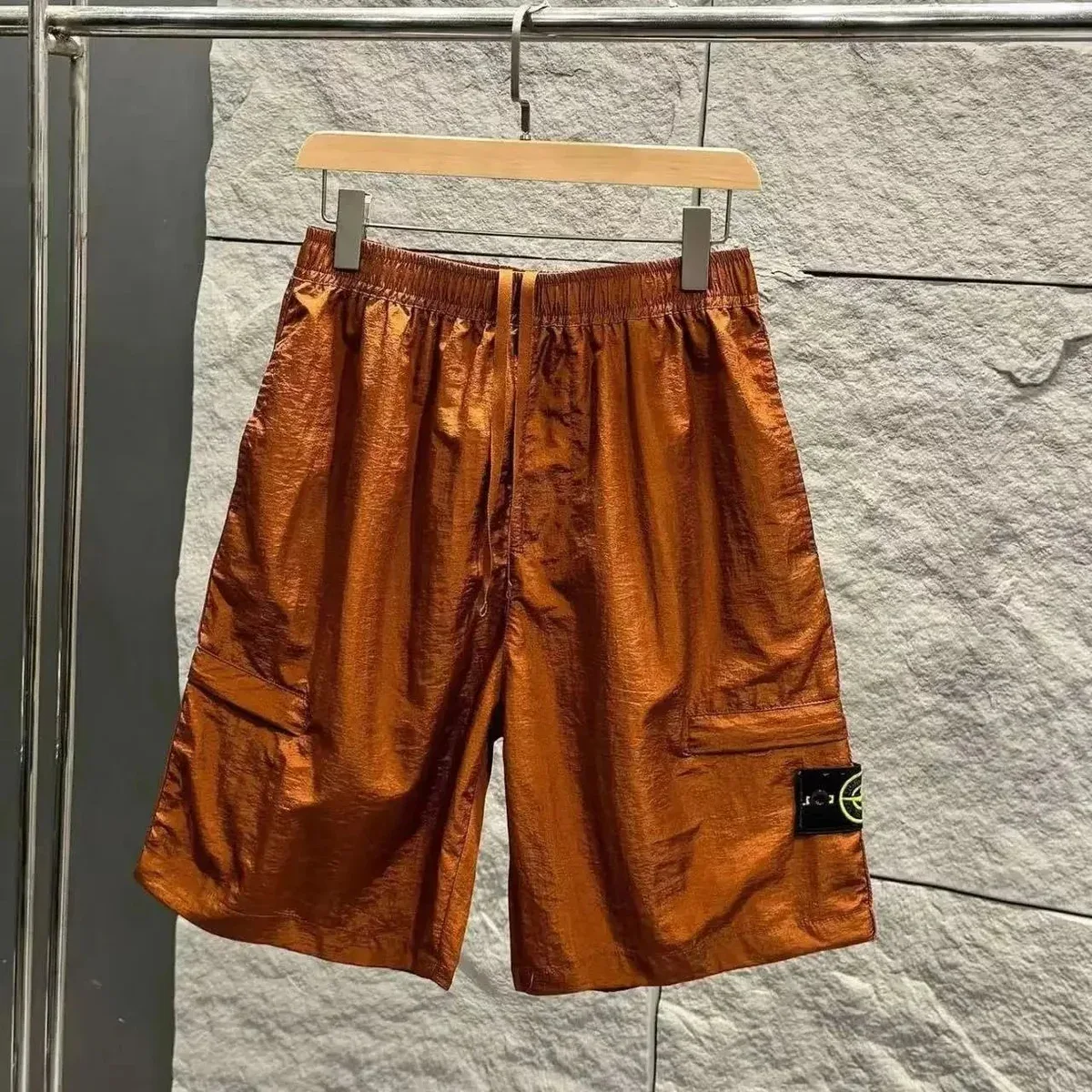 Stone Island 68-15 Orange Cargo Shorts
