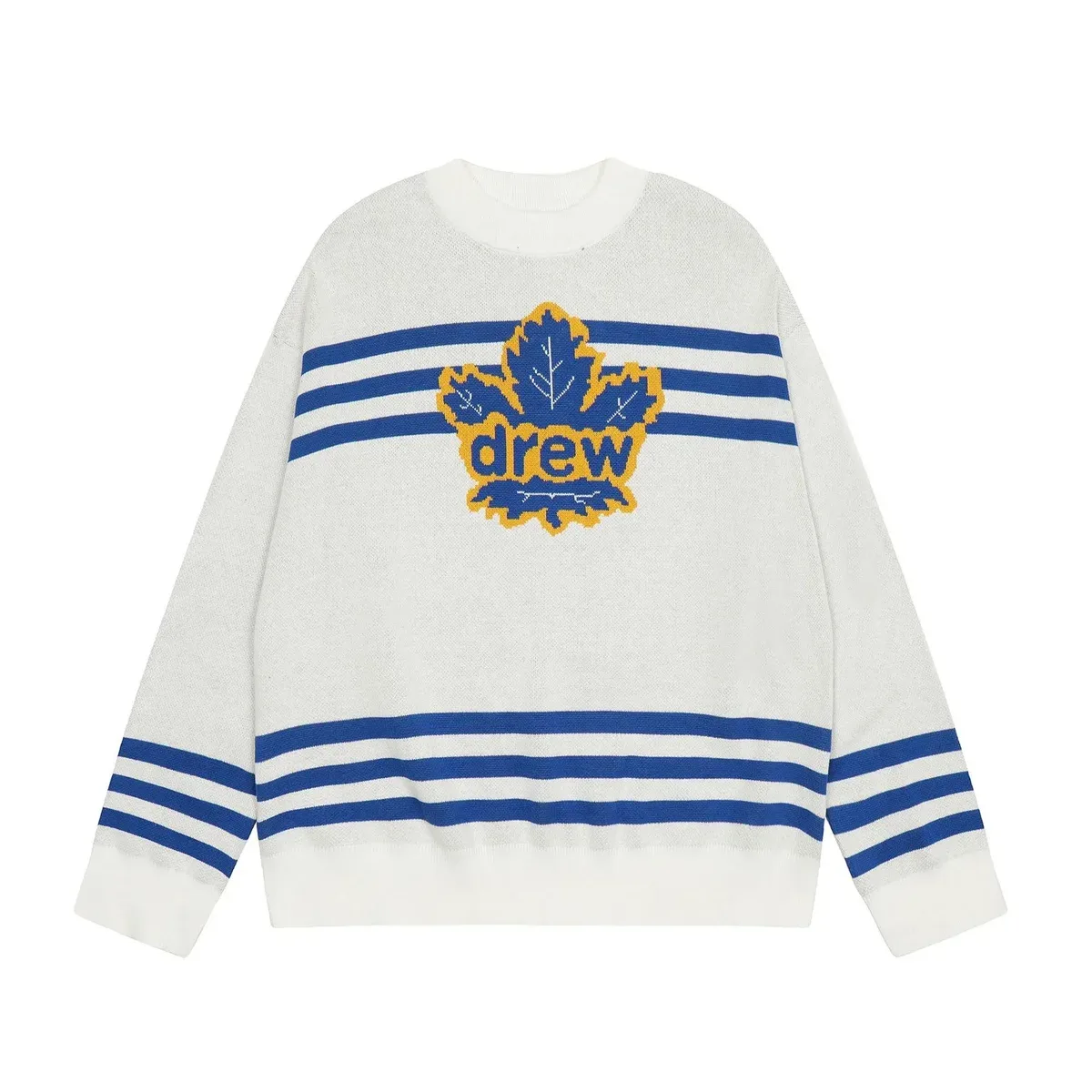 Drew House Maple Leaf Crewneck Sweater White/Blue