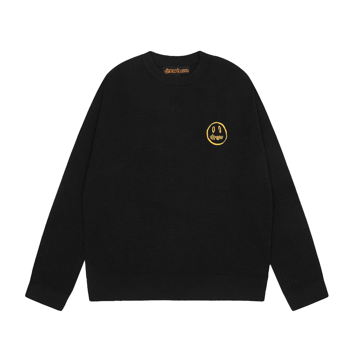 Drew House Black Smiley Embroidered Sweater