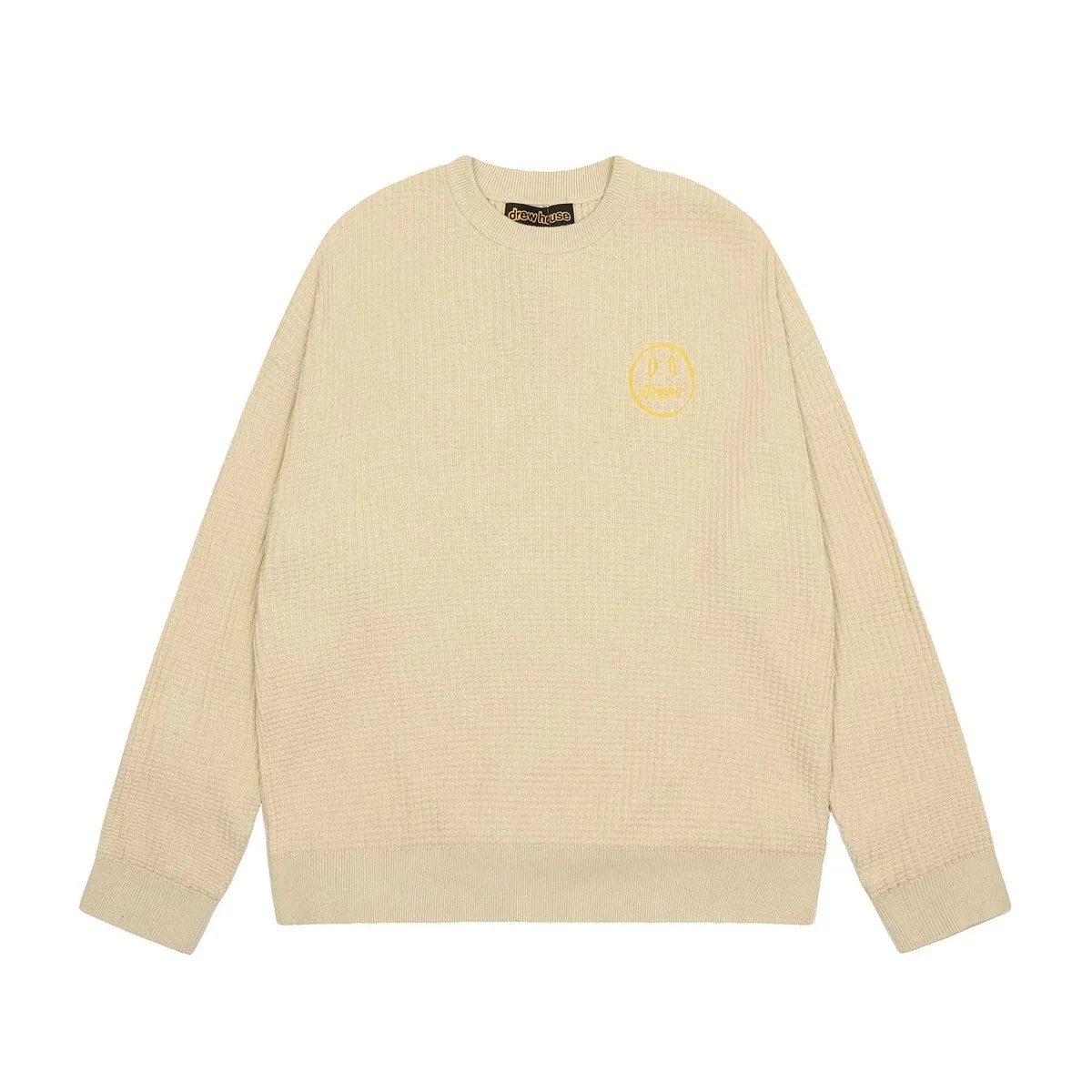 Drew House Waffle Knit Crewneck Sweater Cream Yellow