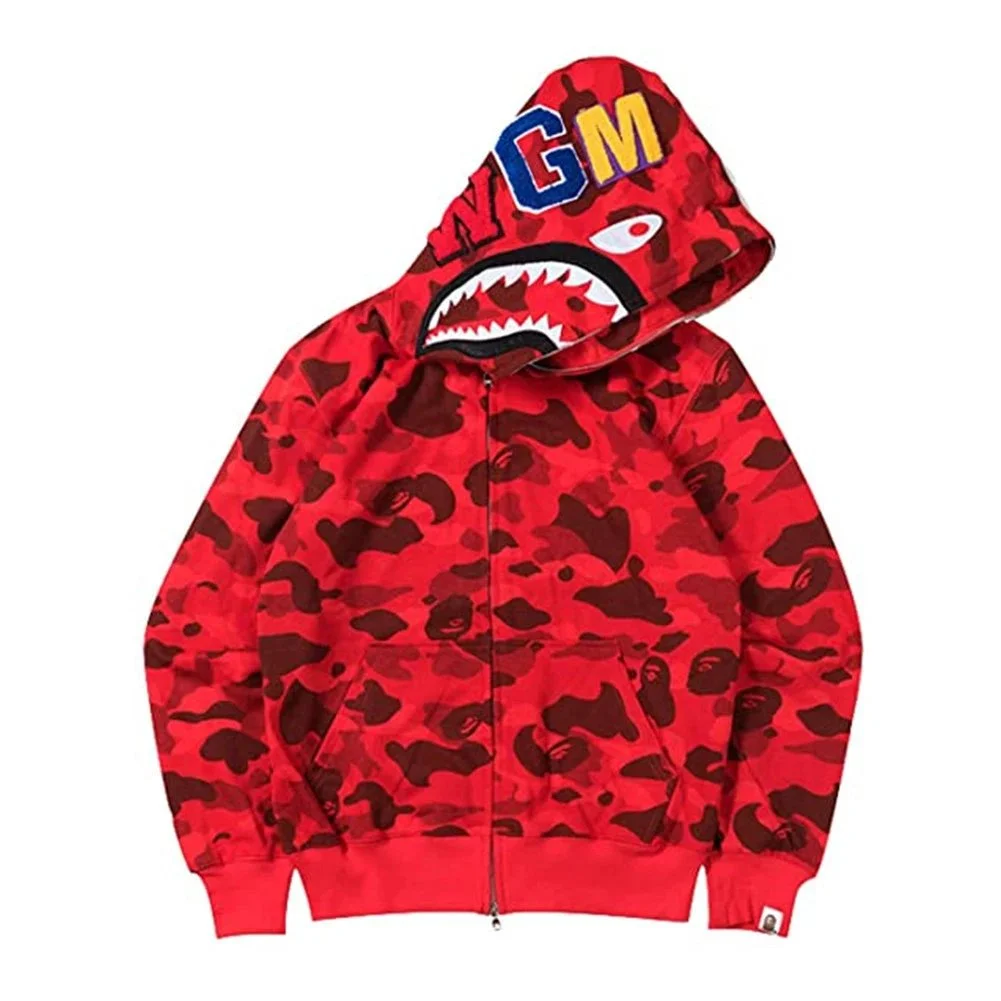 A Bathing Ape BAPE STA ABC Camo Shark Hoodie Red