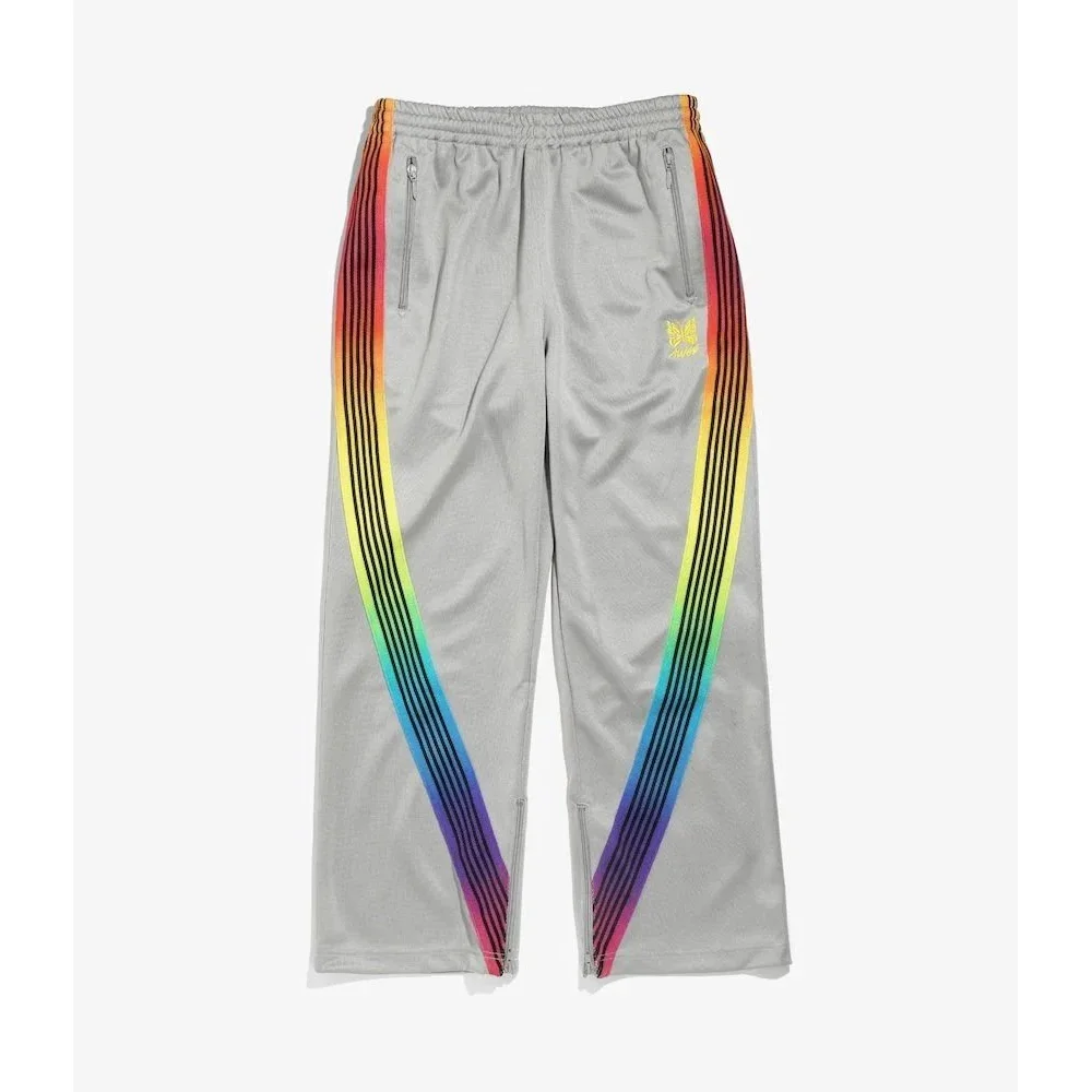 Unisex Grey BB-38 Track Pants with Rainbow Stripes