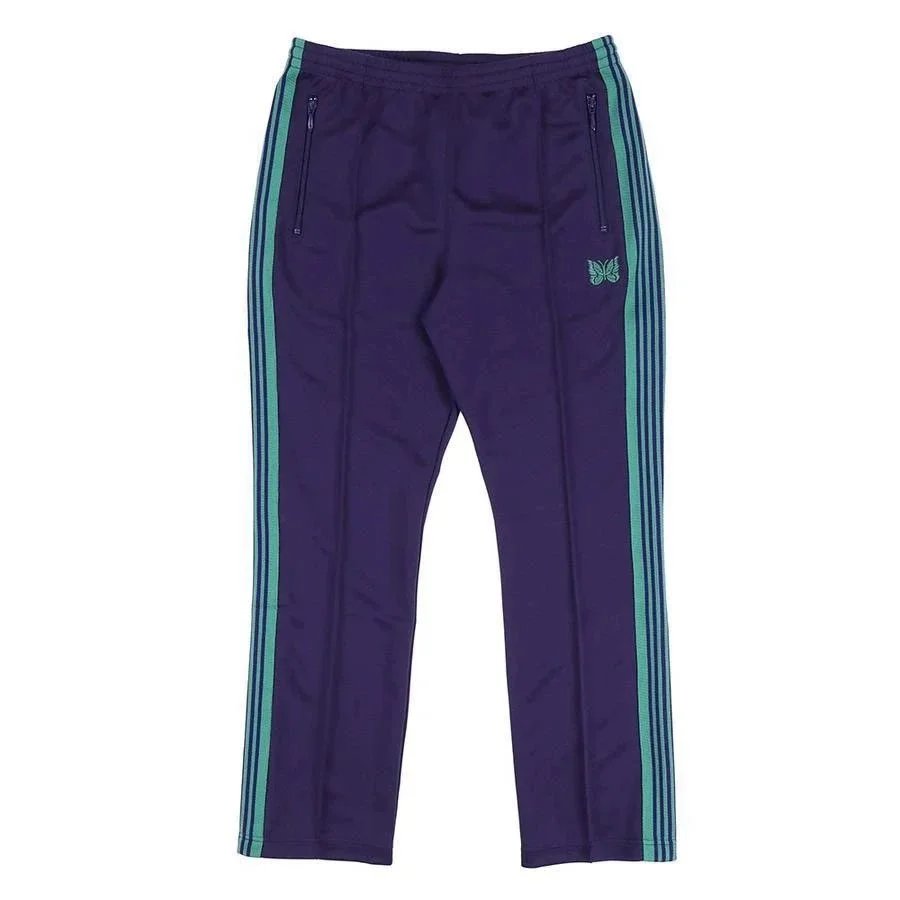 Unisex BB-32 Purple Track Pants with Green Stripes
