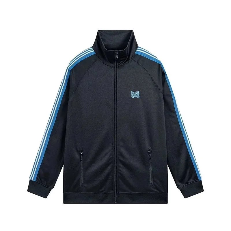 Unisex Black Blue Butterfly Track Jacket