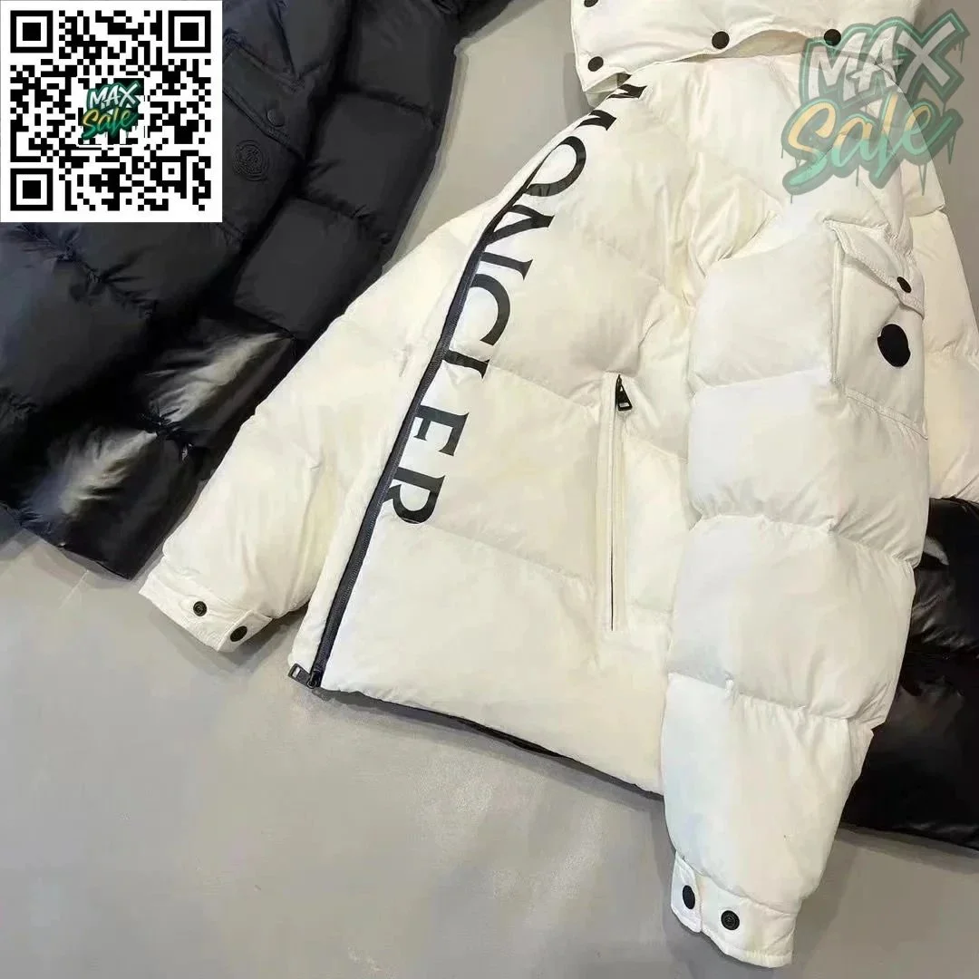 Moncler White Logo Puffer Jacket