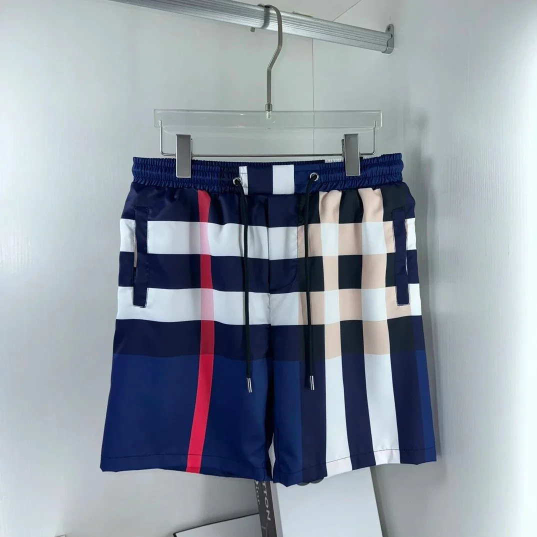 Striped Plaid Shorts Navy/White/Red Casual Shorts