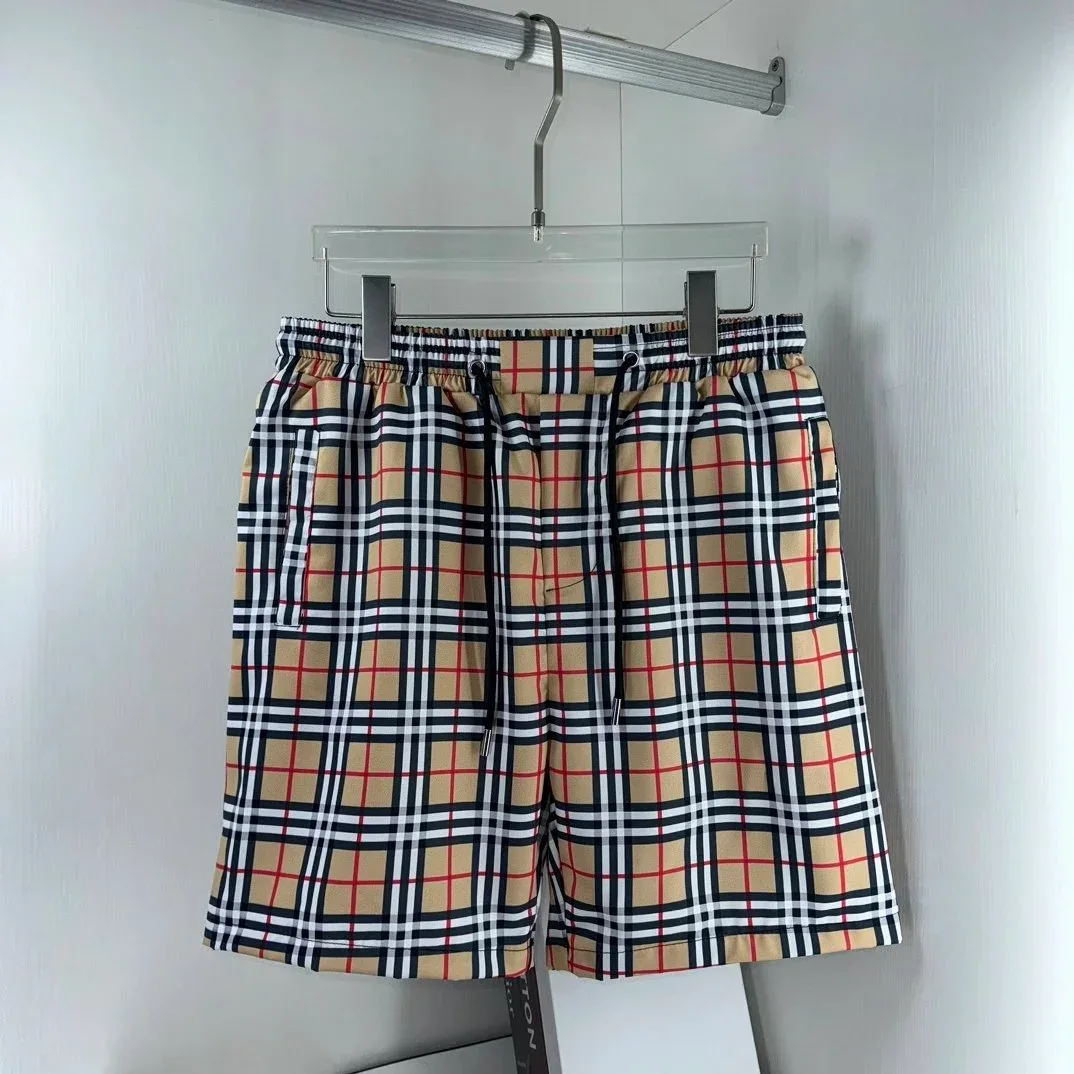 Burberry Inspired Plaid Shorts Beige/Black/Red Casual