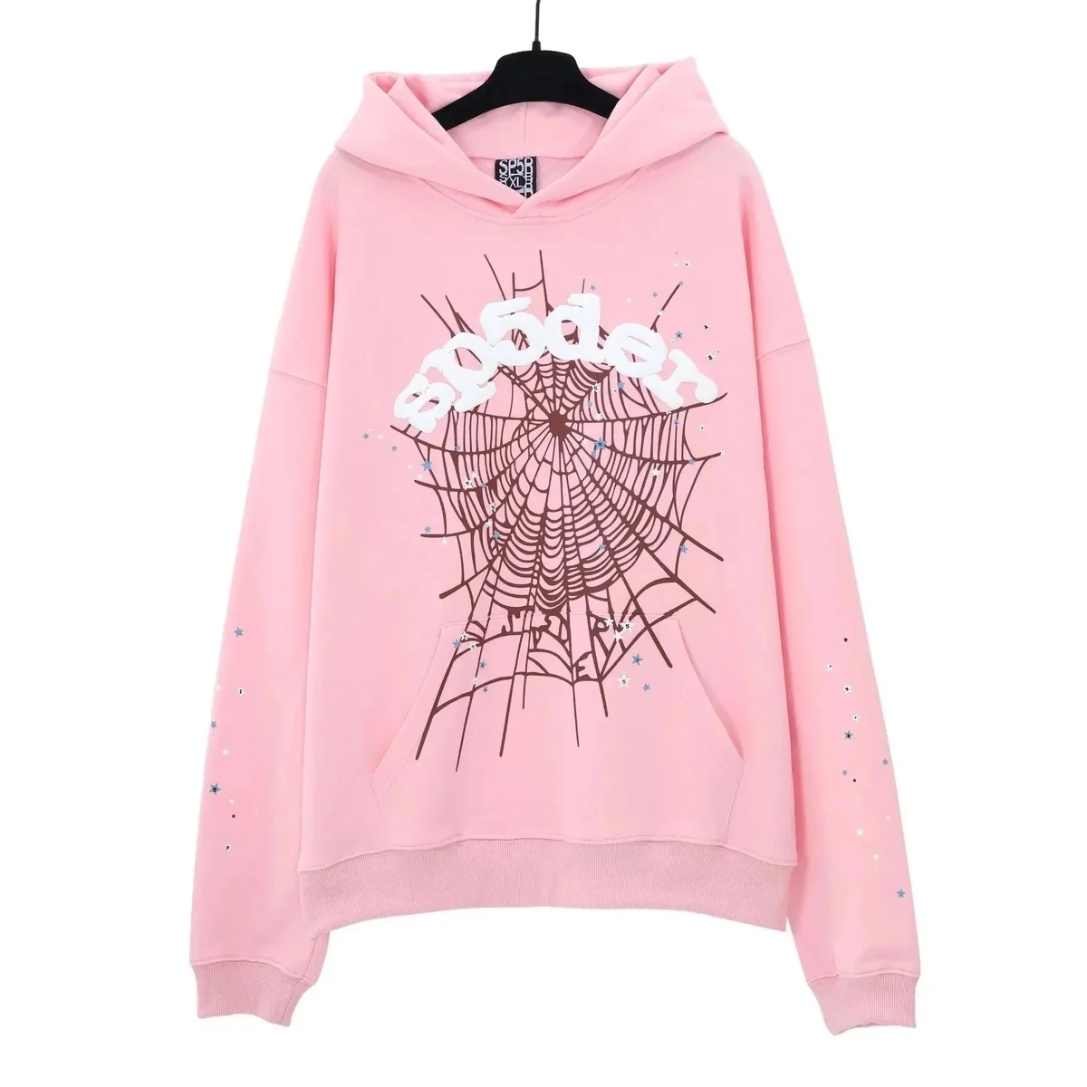 Pink Spider Web Print Hoodie